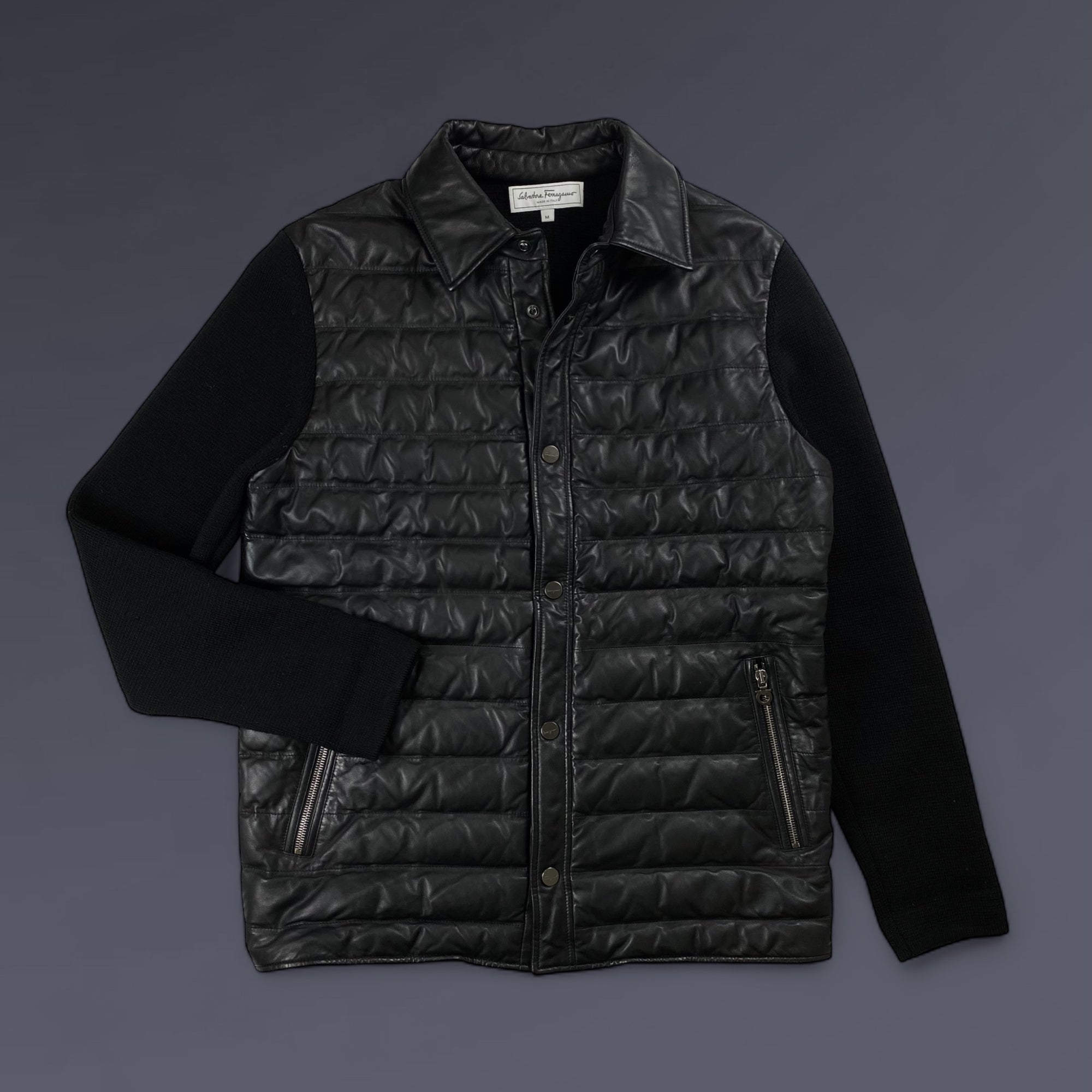 Salvatore Ferragamo サルバトーレ フェラガモ / レザー×ニット ジャケット ガンチーニ SIZE：M