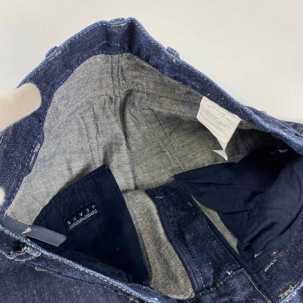 EMPORIO ARMANI エンポリオ アルマーニ / エンブレム デニムパンツ 裾ダブル SIZE：W30