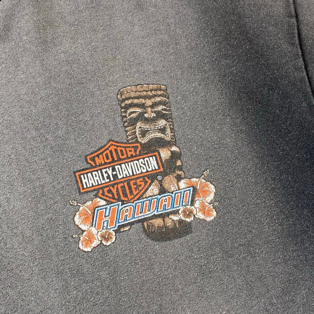8-90s OLD HARLEY DAVIDSON ハーレーダビッドソン / フェード 両面プリント ヴィンテージ Tシャツ 鬼フェード 襤褸 SIZE：L