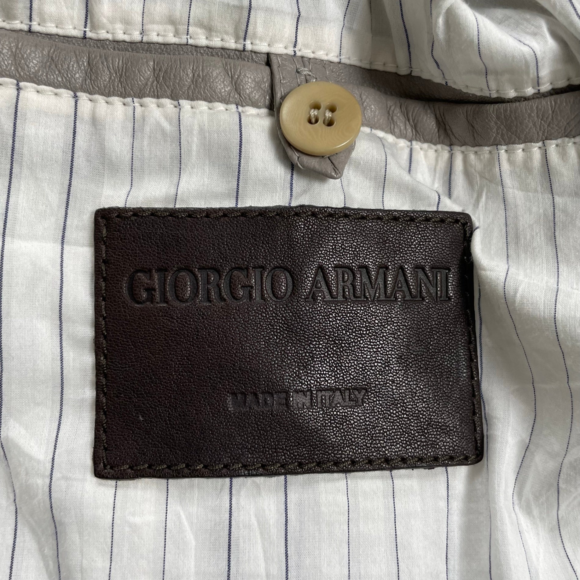 GIORGIO ARMANI ジョルジオ アルマーニ / ラムレザー×リネン 異素材MIX ハリントンジャケット ブルゾン G9タイプ 参考定価：300,000程度 SIZE:46
