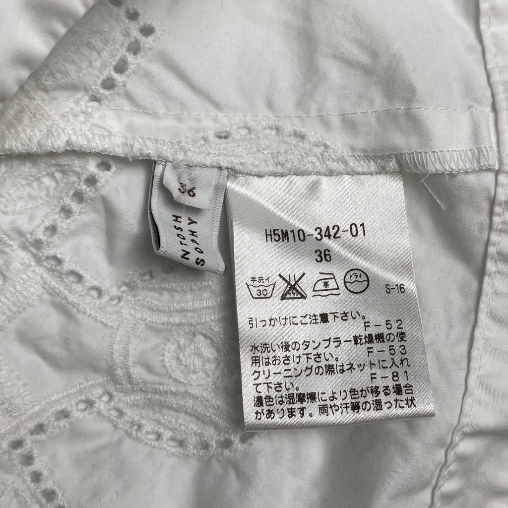 MACKINTOSH PHILOSOPHY / 半袖 エンブロイダリー カットワーク ブラウス ホワイト 参考定価：20,000程度 SIZE:36