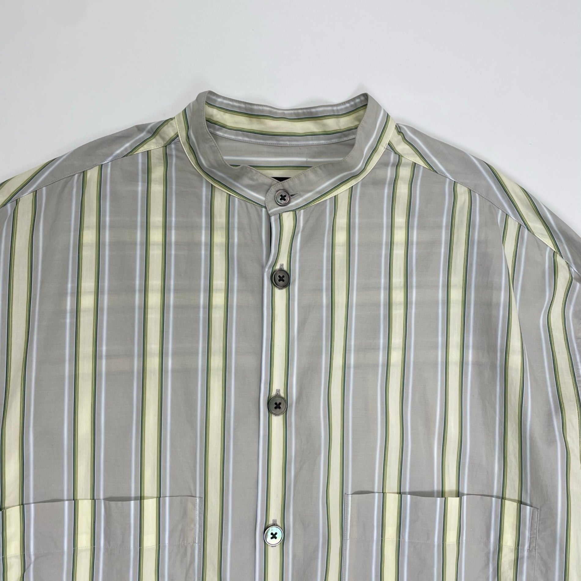 CABaN キャバン / ストライプバンドカラーシャツ 参考定価：30,000程度 SIZE:L