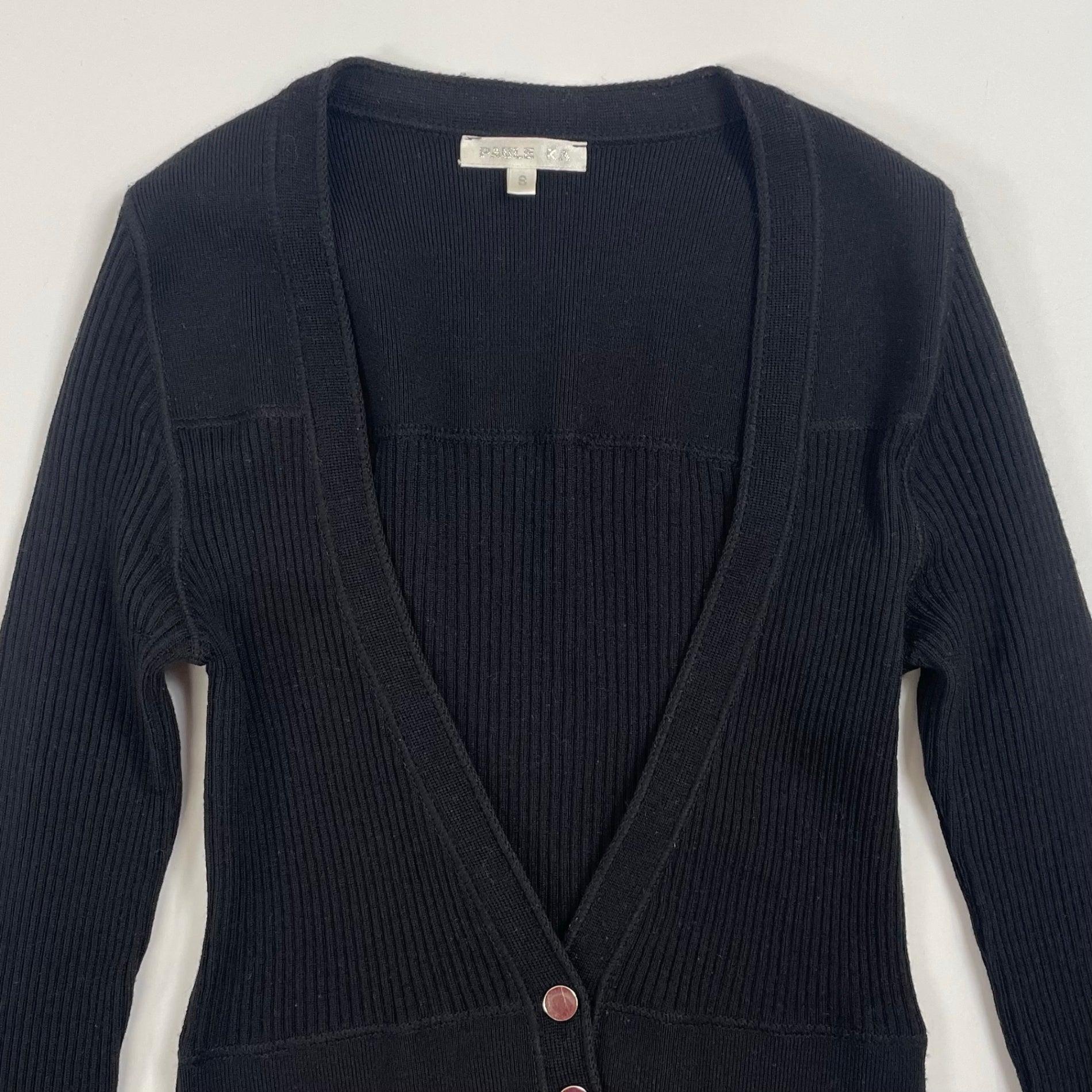 PAULE KA ポール カ / リブニットタイトカーディガン メリノウール ブラック 参考定価：50,000程度 SIZE:S