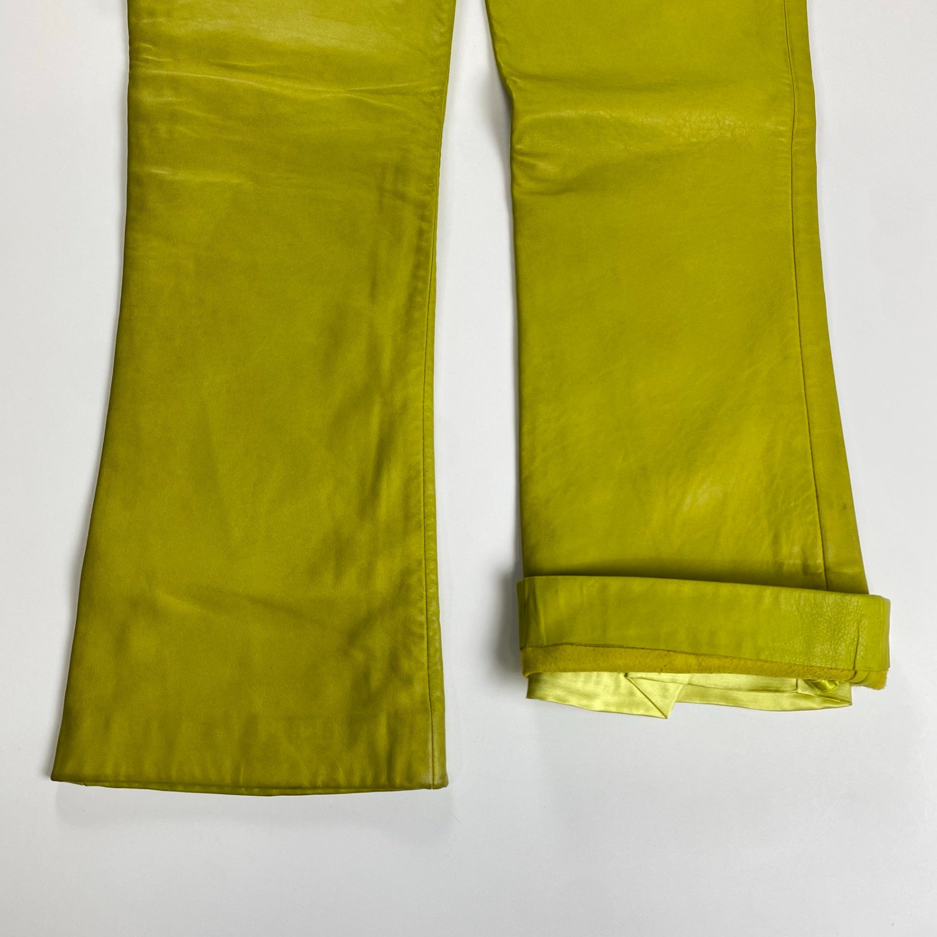 90s ck CALVIN KLEIN カルバンクライン / ヴィンテージ ラムレザーパンツ ピスタチオカラー SIZE：2