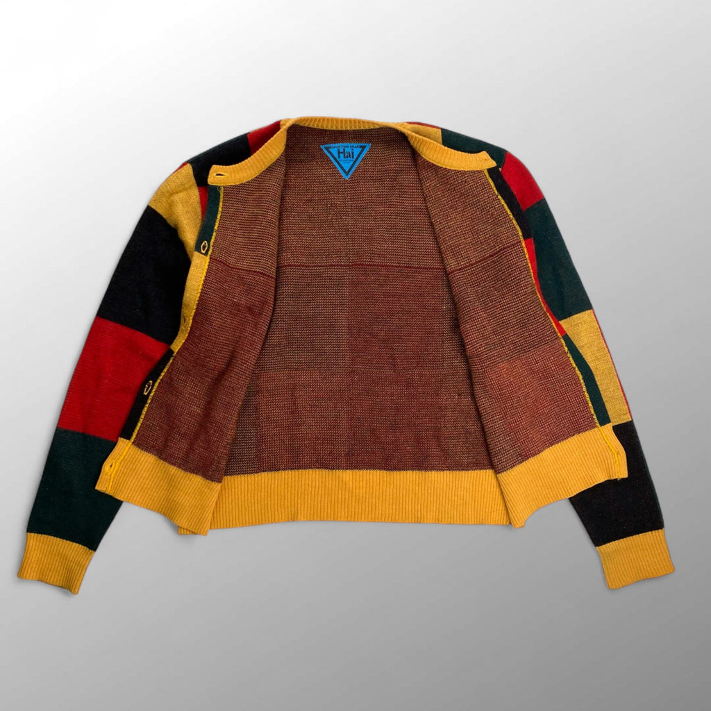 HAI sporting gear ハイ スポーティングギア / VINTAGE ブロックチェック クルーネックニットカーディガン SIZE:S程度