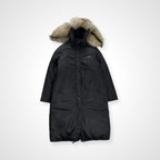 PRADA プラダ / RE- NYLON ダウンコート コヨーテファー ロップイヤー 参考定価：400,000程度 SIZE:M