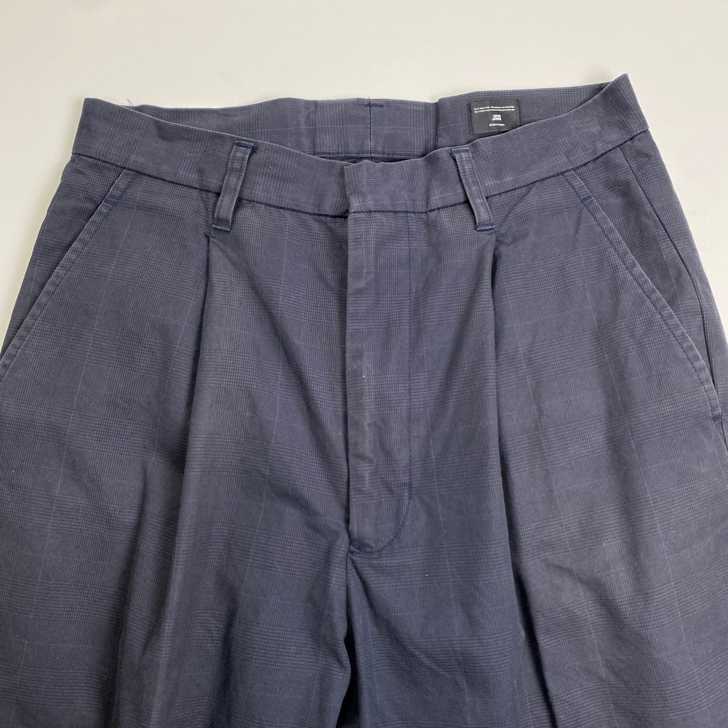 OPUS JAPAN オーパスジャパン / 1タックハイドチェックスラックス グレーネイビー カセドラル取扱い SIZE:L