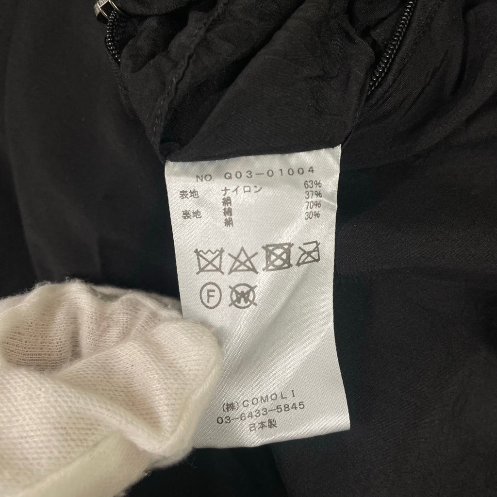 COMOLI コモリ / ナイロンシルク中綿シャツジャケット ブラック 参考定価：48,000+tax SIZE:1