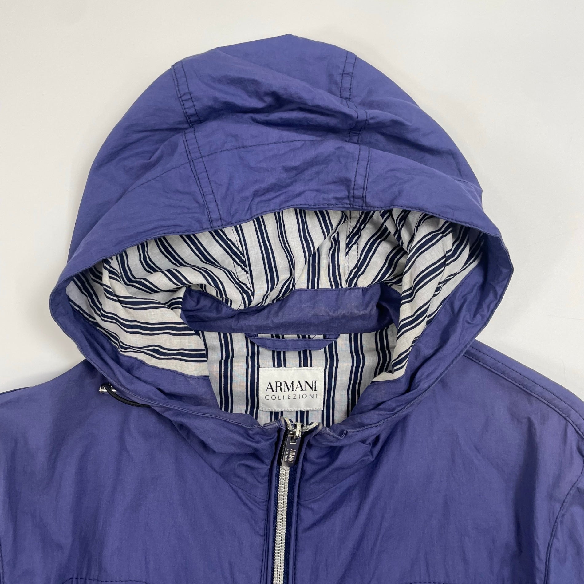 ARMANI COLLEZIONI アルマーニ コレツィオーニ / コットンフーディジャケット ブルー×ホワイト SIZE:46