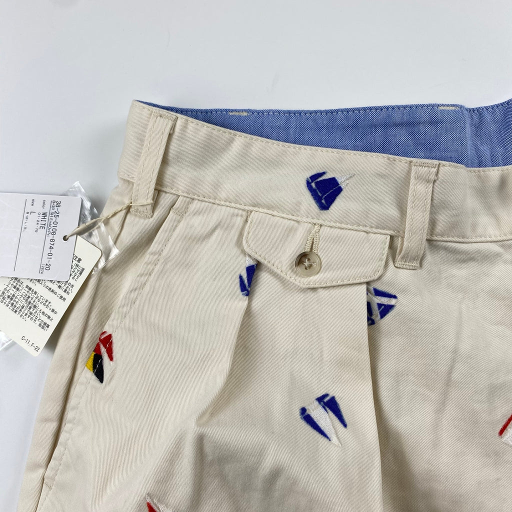 【未使用】 BEAMS PLUS ビームスプラス / 2 Pleats Shorts Embroidery On Print 5ポケット 2タック ハーフパンツ 参考定価：30,000+tax SIZE:L