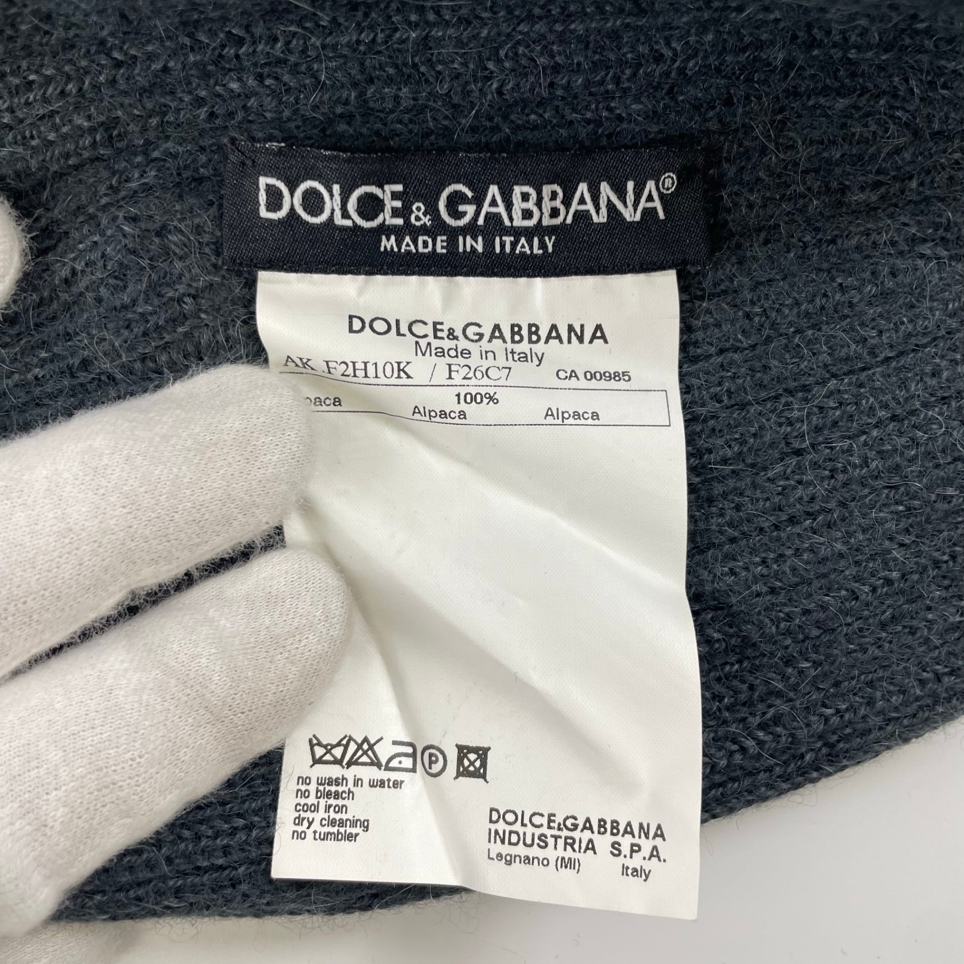 DOLCE＆GABBANA ドルチェアンドガッバーナ / ロゴチャーム アルパカニット帽 グレー