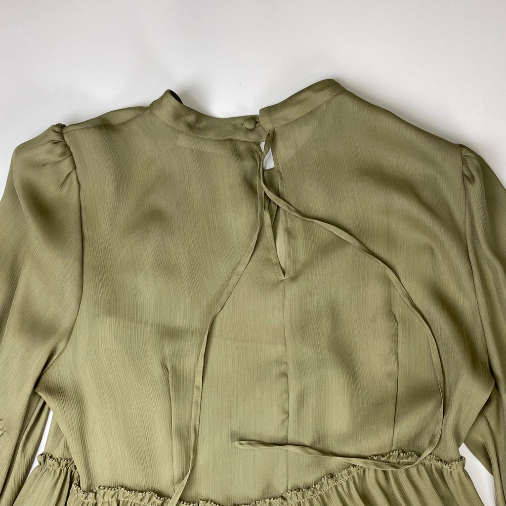 FRAY ID フレイアイディー / サテン楊柳ティアードワンピース オケージョン ペチコート付 参考定価：23,000+tax SIZE：1(S程度)