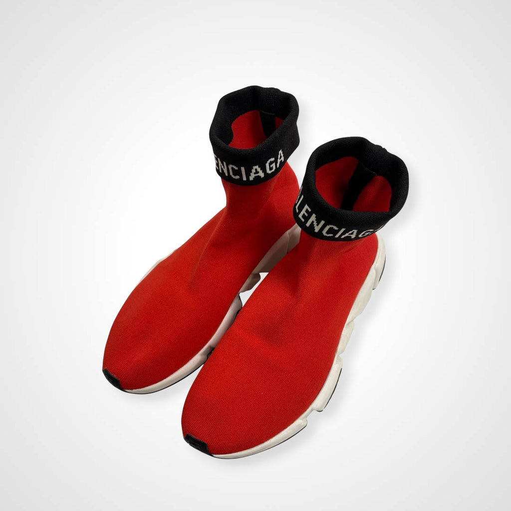 BALENCIAGA バレンシアガ / SPEED TRAINER CUFFED ロゴ レッド×ブラック 参考定価：130,000程度 SIZE:28.5