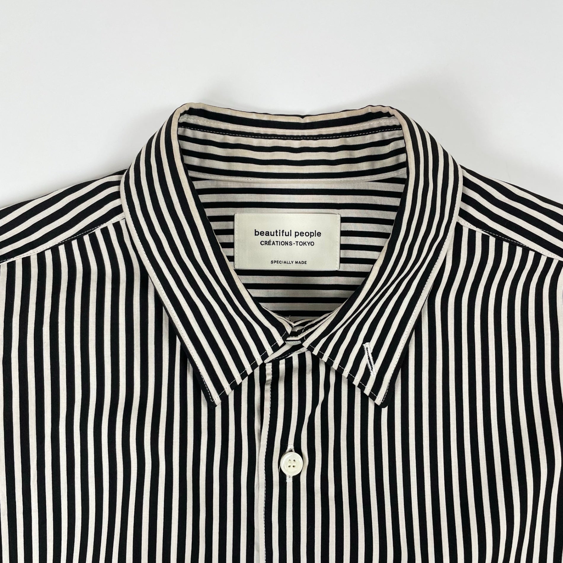 beautiful people / stripe river chin warmer shirt 参考定価：43,000+tax SIZE:40