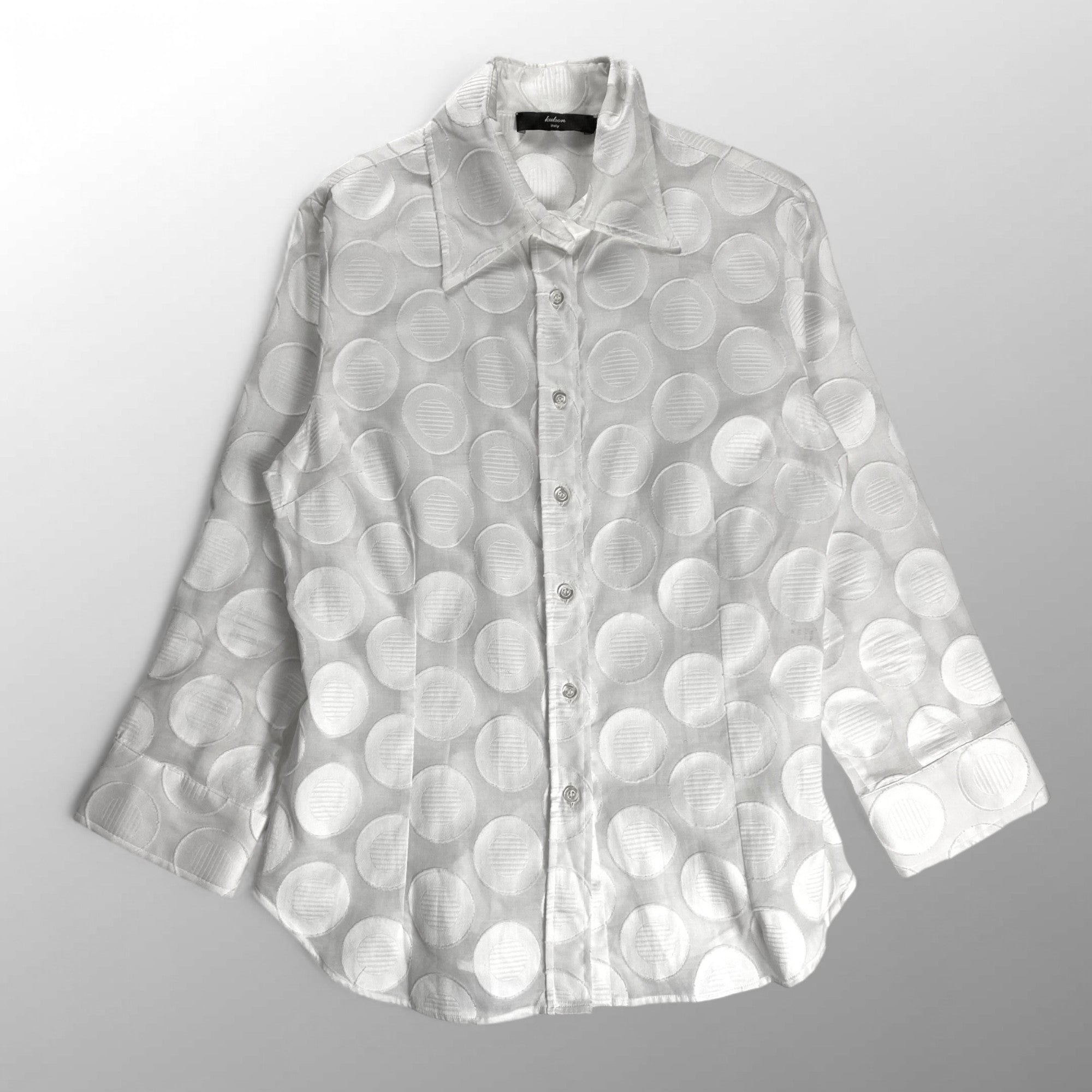 lculson ラクルソン / サークルジャガードシャツ ホワイト MADE IN ITALY SIZE：44