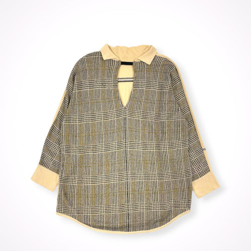 TAN / チェックラインブラウス 参考定価：37,000程度 SIZE:FREE