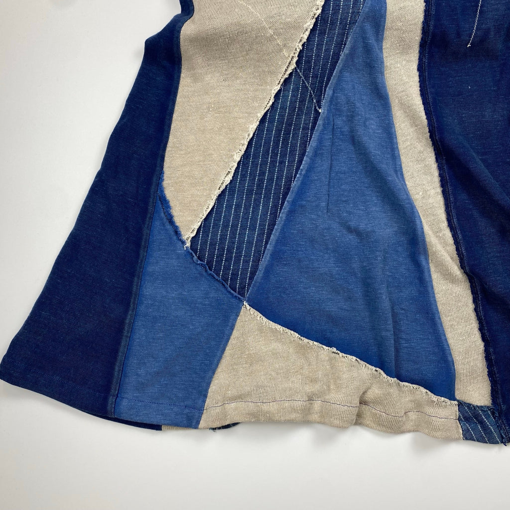 KAPITAL キャピタル / パッチワーク インディゴ タイト ロングスカート コットン リネン SIZE:XS