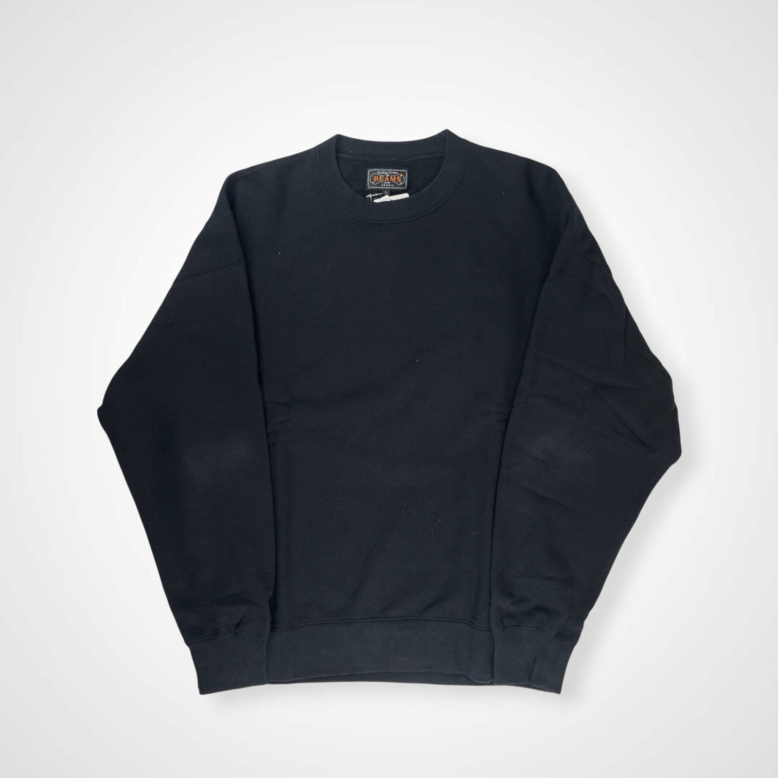 BEAMS PLUS ビームスプラス / Sweat Crew タグ付 Black 参考定価：14,000+tax SIZE:L