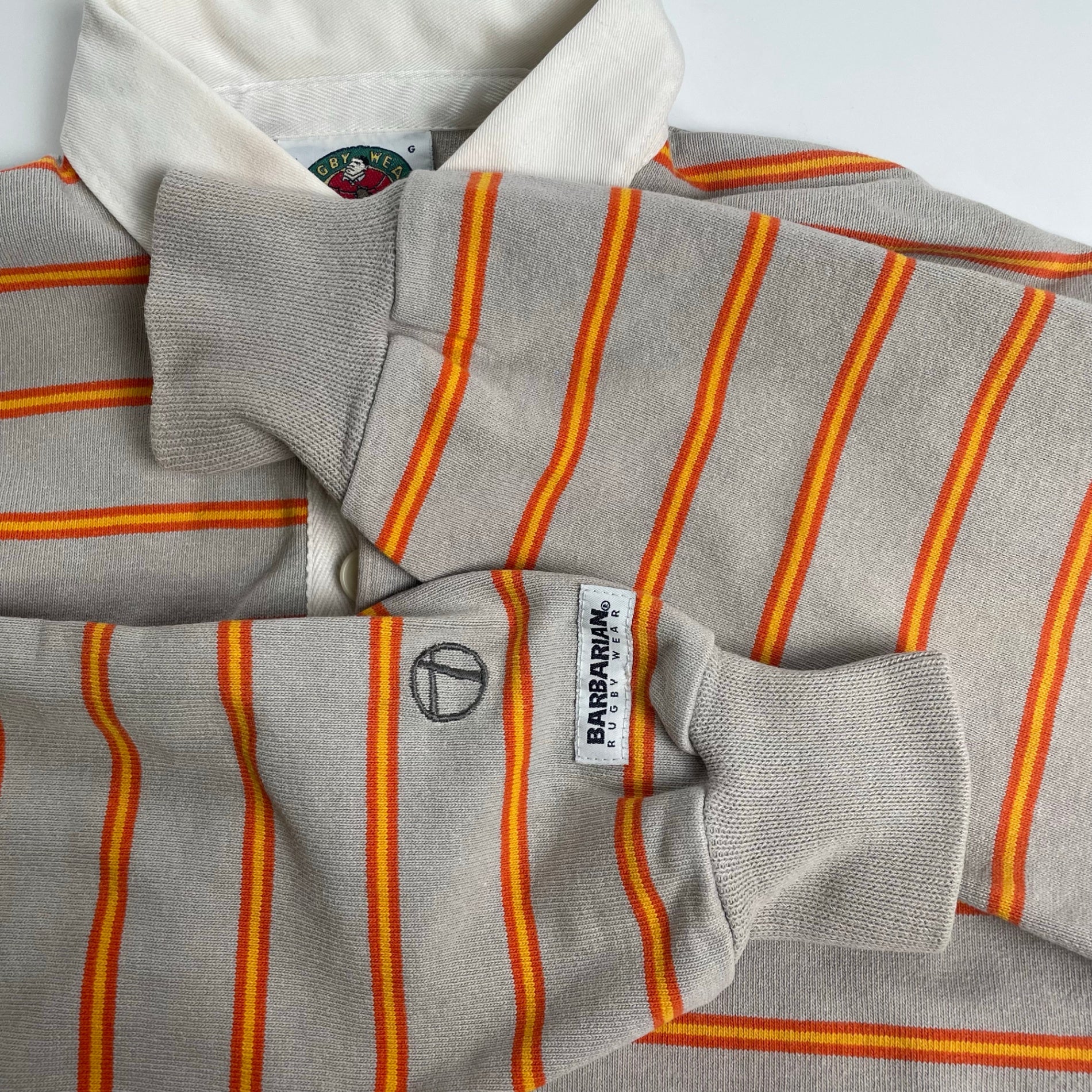 奥田民生コラボ BARBARIAN バーバリアン / ボーダーラガーシャツ 刺繍MIX MADE IN CANADA SIZE:L