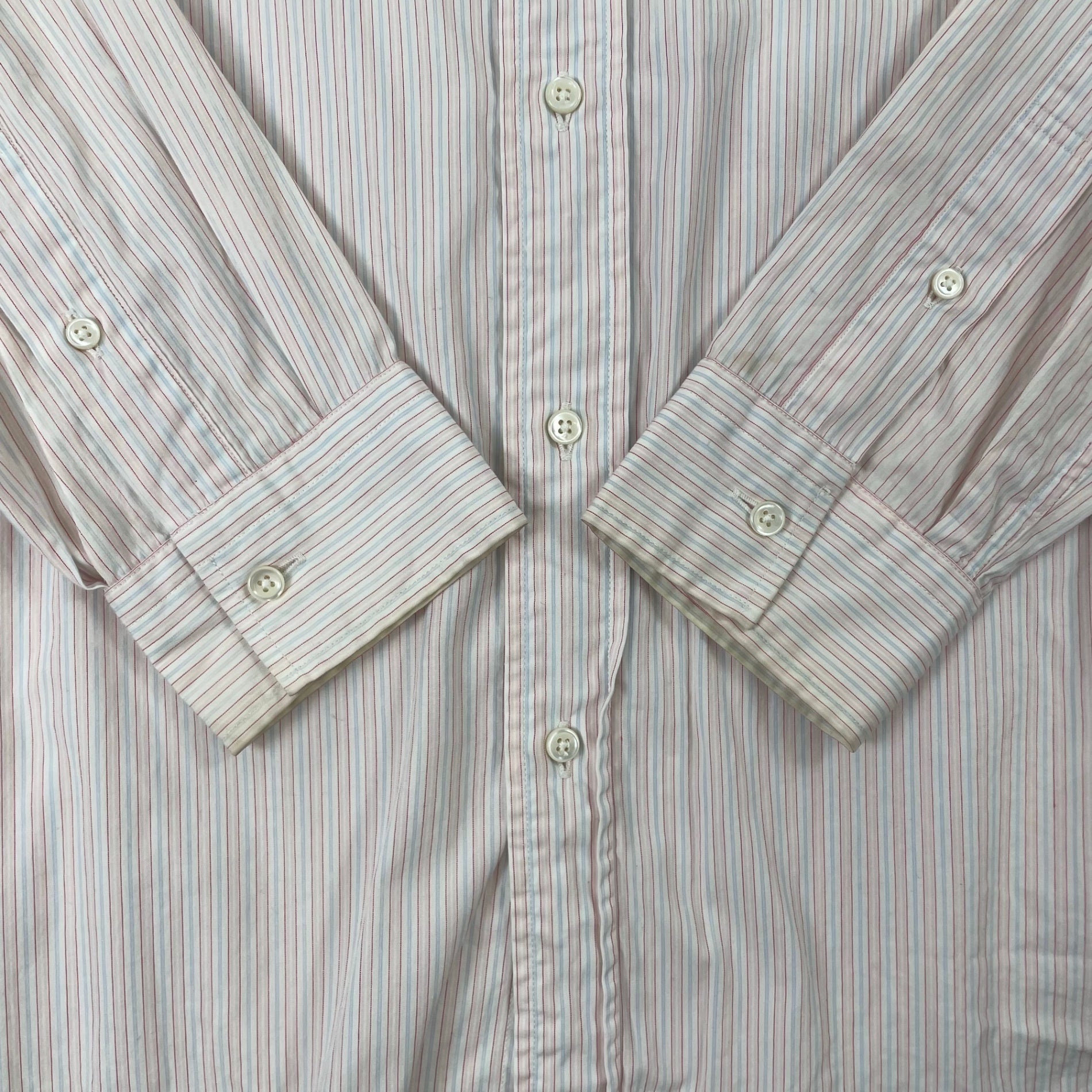 Gymphlex / バンドカラーオーバーシャツ ストライプ 参考定価：14,000+tax SIZE:M