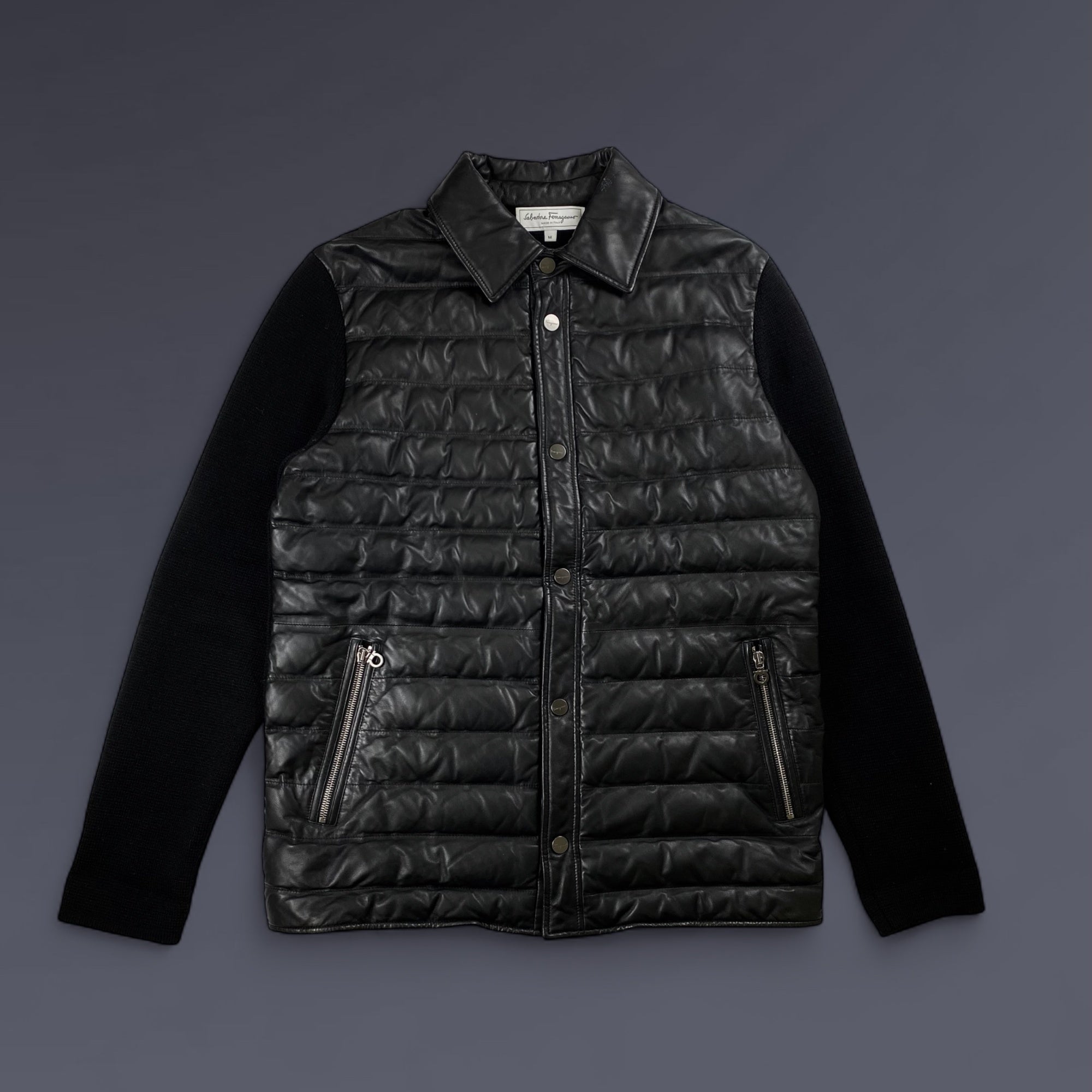 Salvatore Ferragamo サルバトーレ フェラガモ / レザー×ニット ジャケット ガンチーニ SIZE：M