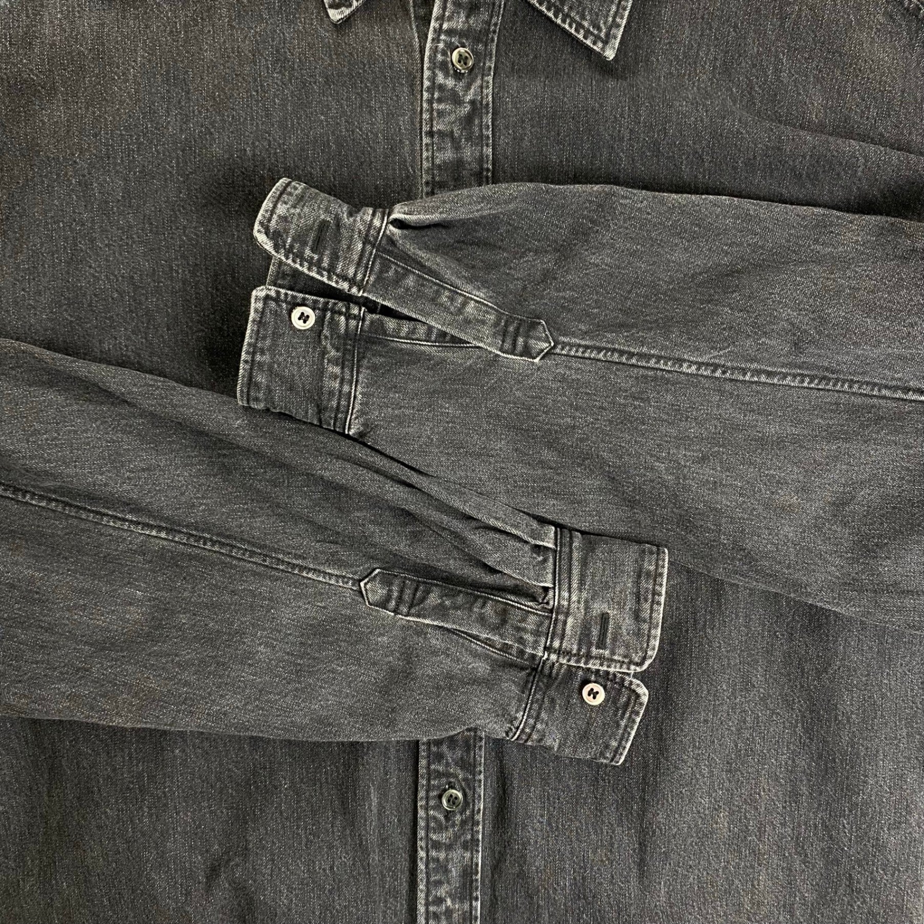 name. × FLAGSTAFF ネーム フラグスタフ / DENIM SHIRT コラボ グラフィックプリント デニムシャツ ブラック 参考定価：33,000+tax SIZE:2(FREE SIZE)