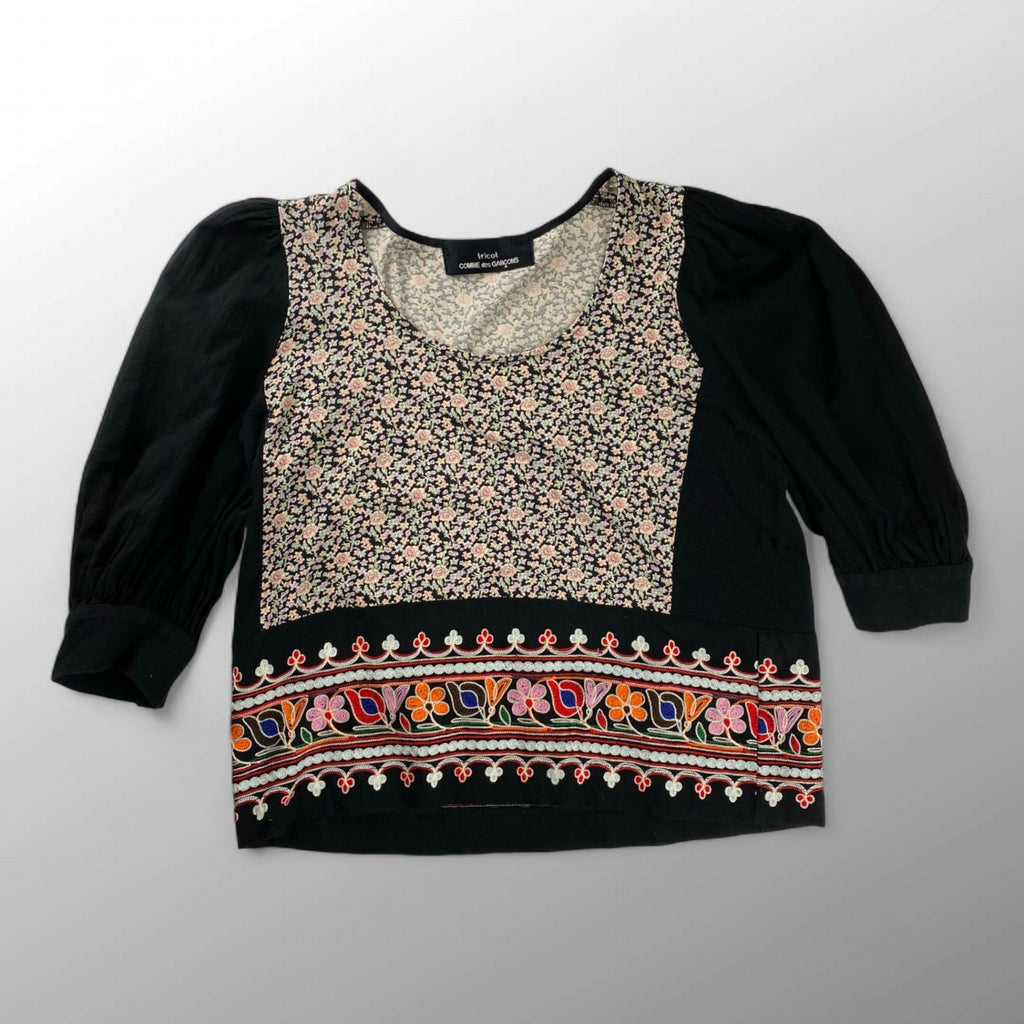 tricot COMME des GARCONS トリコ コムデギャルソン / フラワープリント×刺繍カットソー ブラウス AD2007 SIZE:S-M程度