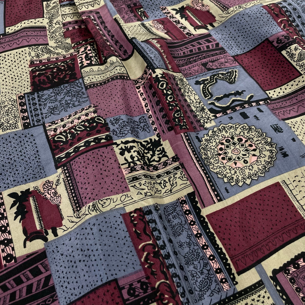 FIONA MACPHAIL / UKパッチワーク柄シルクシャツ モッズ 参考定価：18,000程度 SIZE:L