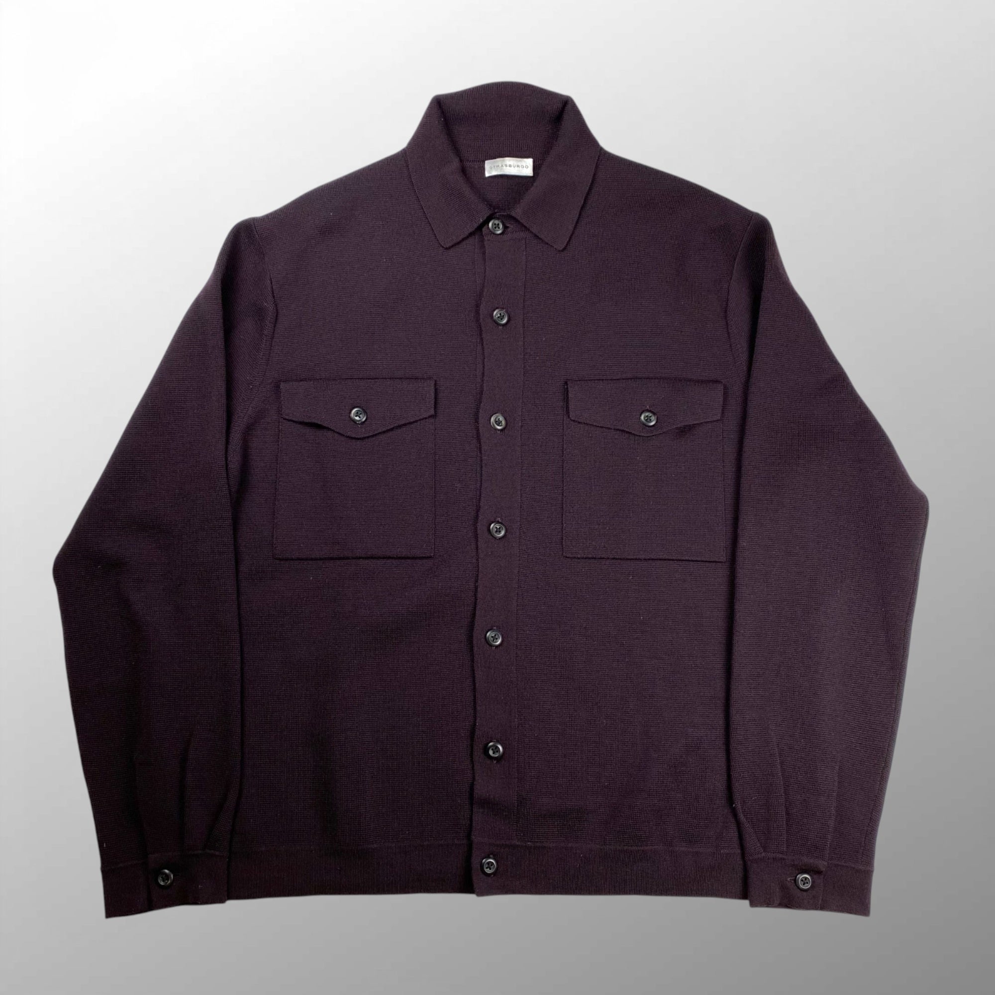 【美品】 STRASBURGO ストラスブルゴ / ニットジャケット ダークパープル ST/2218027 参考定価：50,000程度 SIZE：L