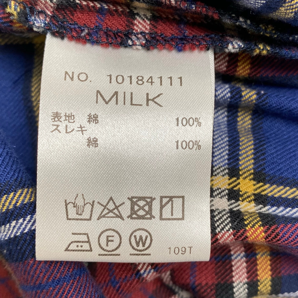 MILK ミルク / チェック 背面編み上げ フランネル シャツワンピース 参考定価：30,000程度 SIZE：FREE