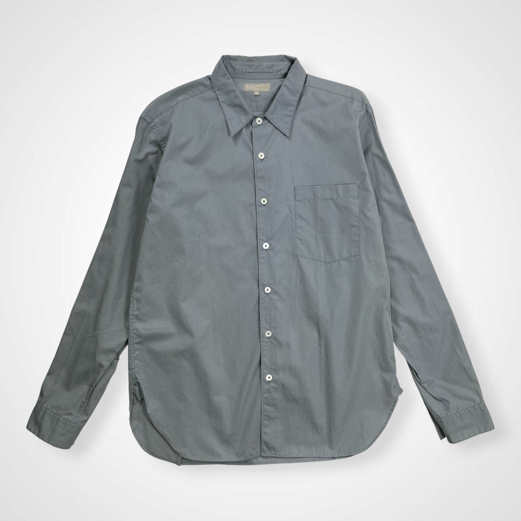 MARGARET HOWELL マーガレットハウエル / コットン ベーシックソリッドシャツ ブルーグレー 参考定価：20,000程度 SIZE：M