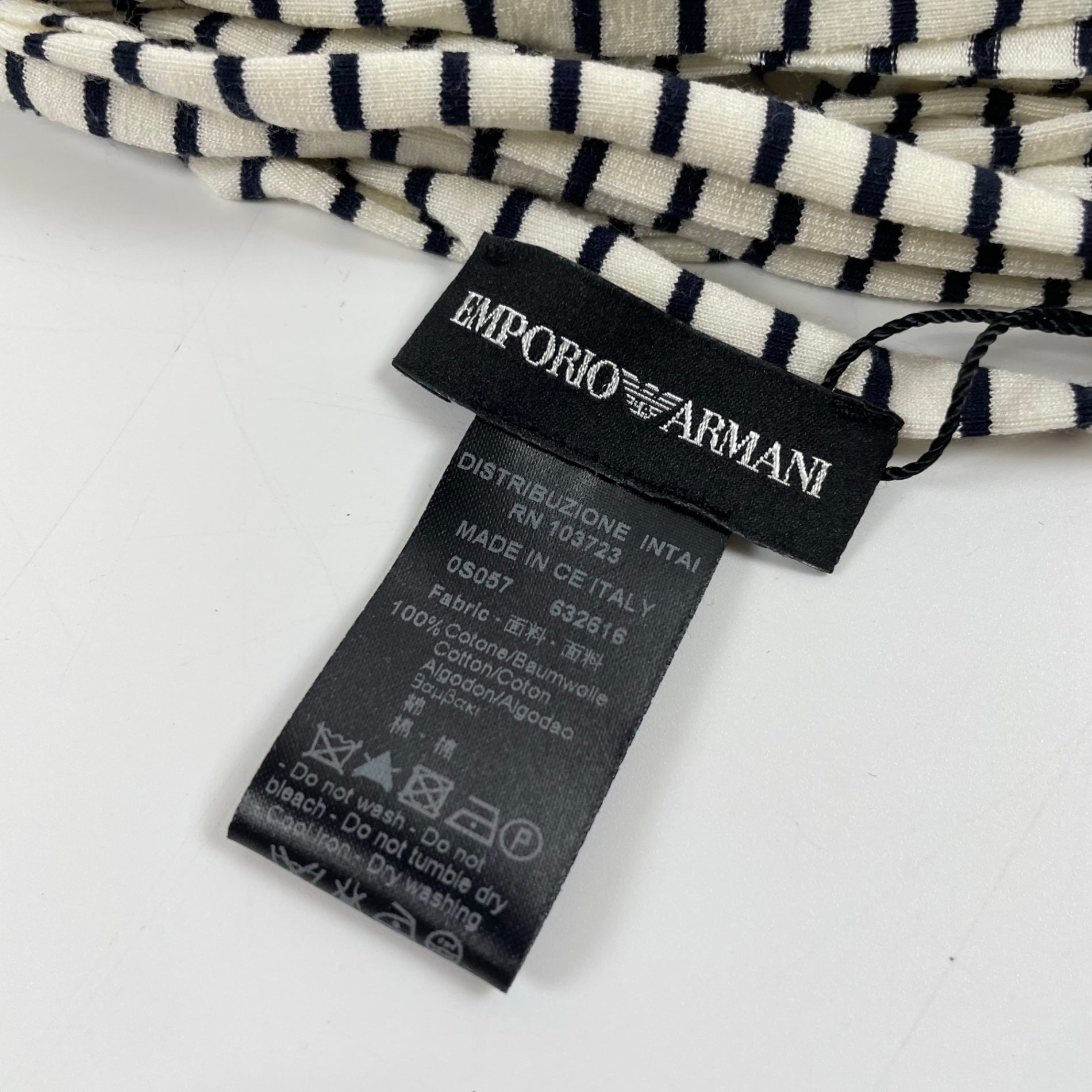 EMPORIO ARMANI / ボーダーテキスタイルネックレス 未使用品 箱付