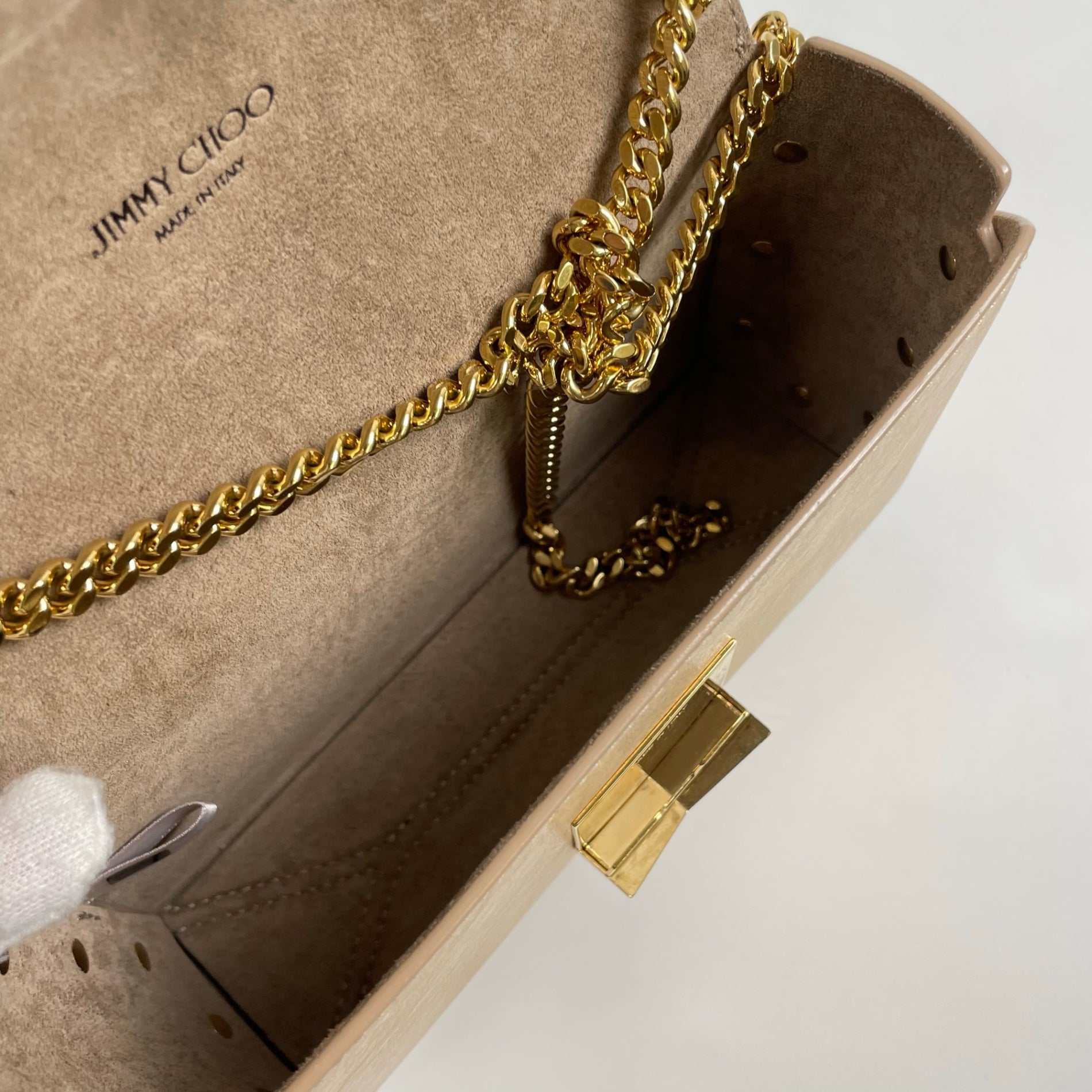 JIMMY CHOO ジミーチュウ / LOCKETT PETITE チェーンショルダーバッグ ギャランティー付 参考定価：200,000程度