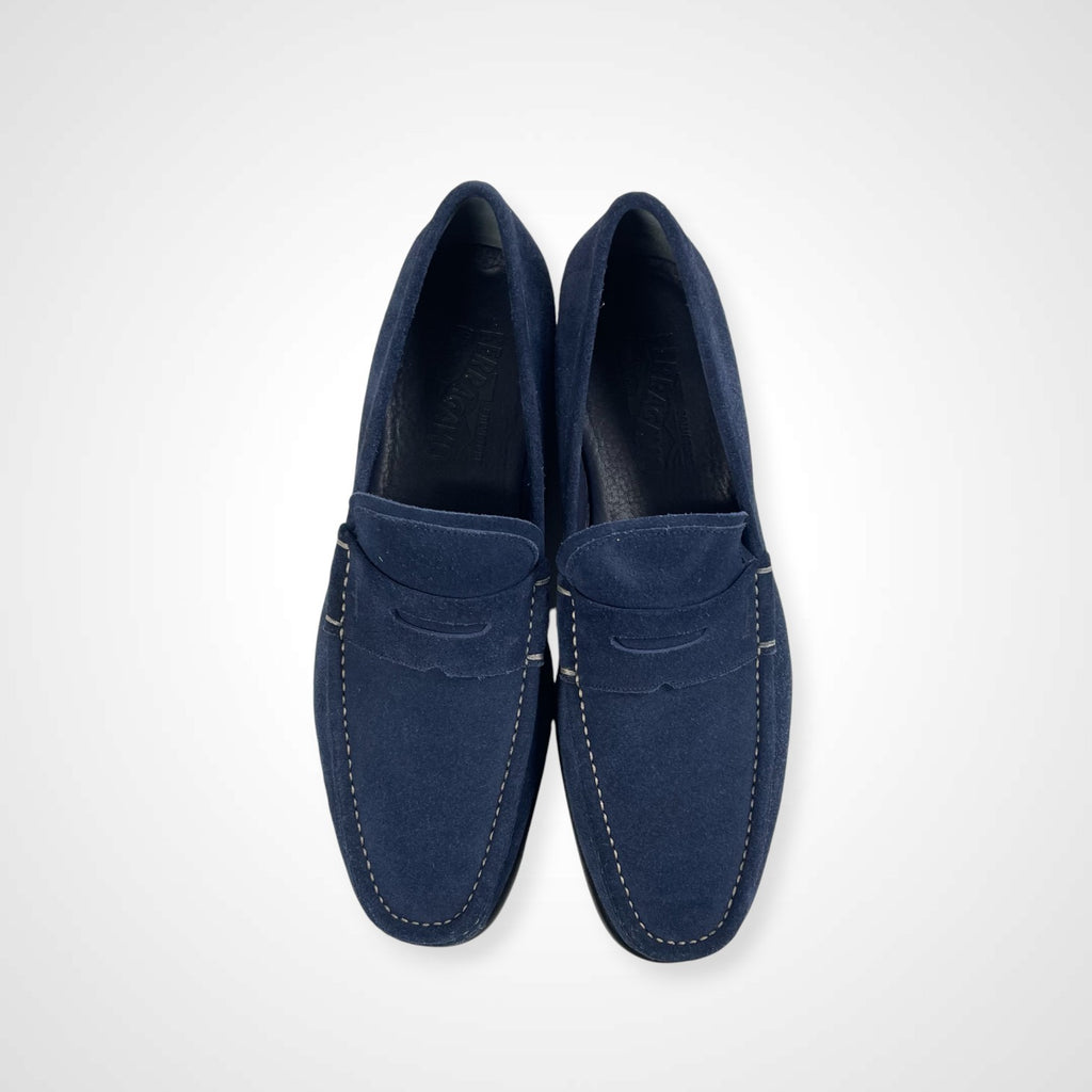 SALVATORE FERRAGAMO サルバトーレ フェラガモ / スウェードローファー ネイビー 極美品 参考定価：70,000程度 SIZE：9(27cm程度)