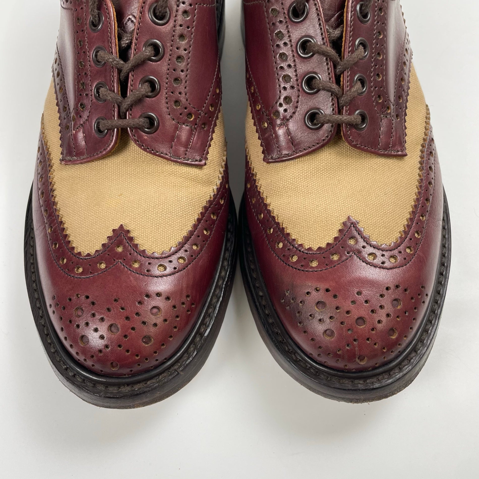 Tricker's トリッカーズ / BOURTON COUNTRY BOOTS 2トーンウイングチップ キャンバス×レザー SIZE：9(27.5cm程度)