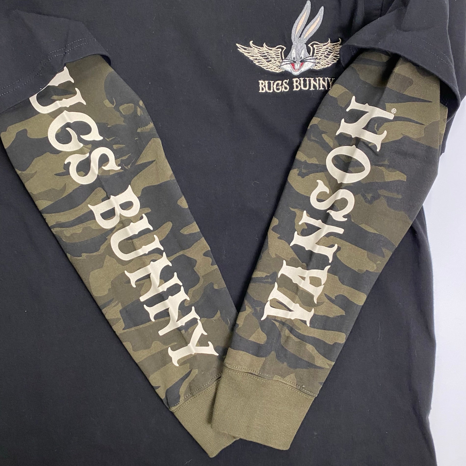 【極美品】 vanson × Looney tunes / BUGS BUNNY L/S TEE バッグス バニー looney tunes ブラック SIZE:L