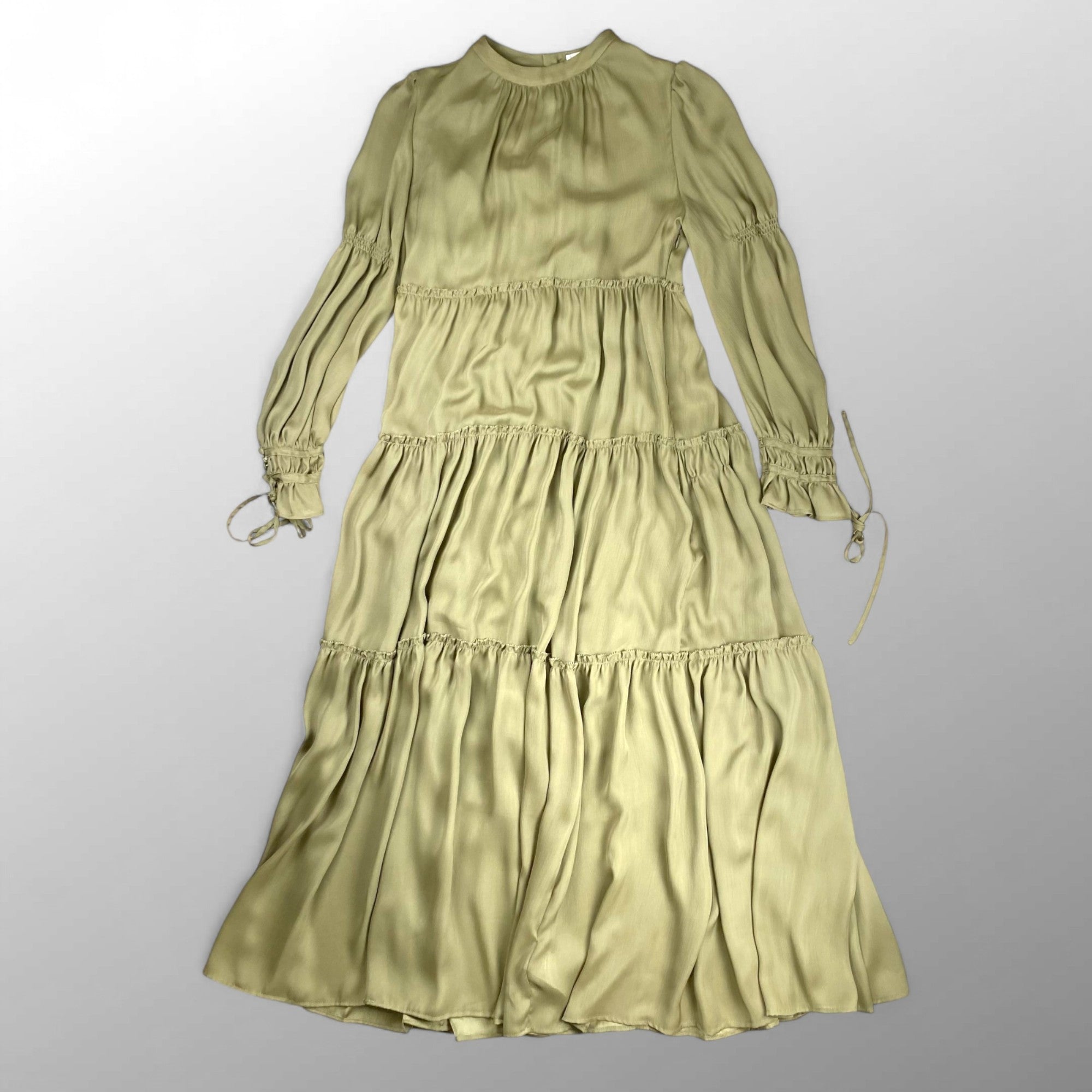 FRAY ID フレイアイディー / サテン楊柳ティアードワンピース オケージョン ペチコート付 参考定価：23,000+tax SIZE：1(S程度)