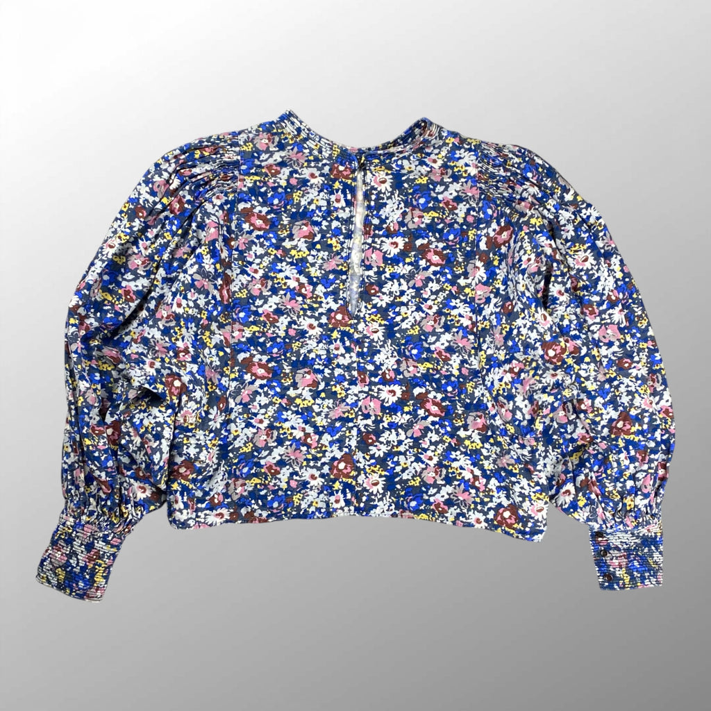 SOULEIADO ソレイアード / フラワープリント クロップドブラウス ボリュームスリーブ SIZE：36