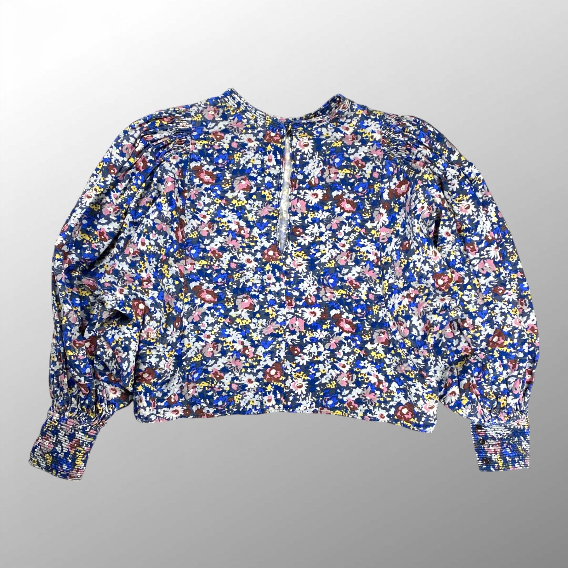 SOULEIADO ソレイアード / フラワープリント クロップドブラウス ボリュームスリーブ SIZE：36