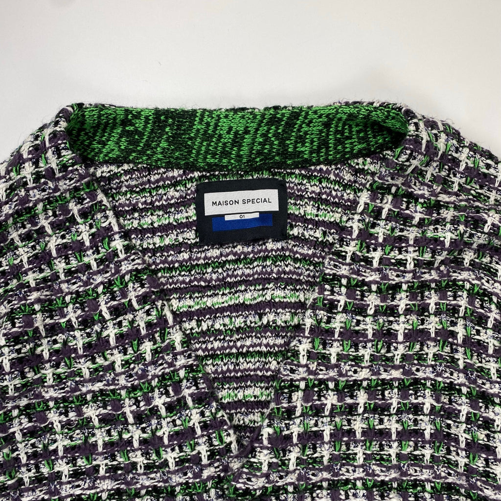 MAISON SPECIAL メゾンスぺシャル / TWEEDYプライムオーバーVネックニットカーディガン ツイード SIZE:01