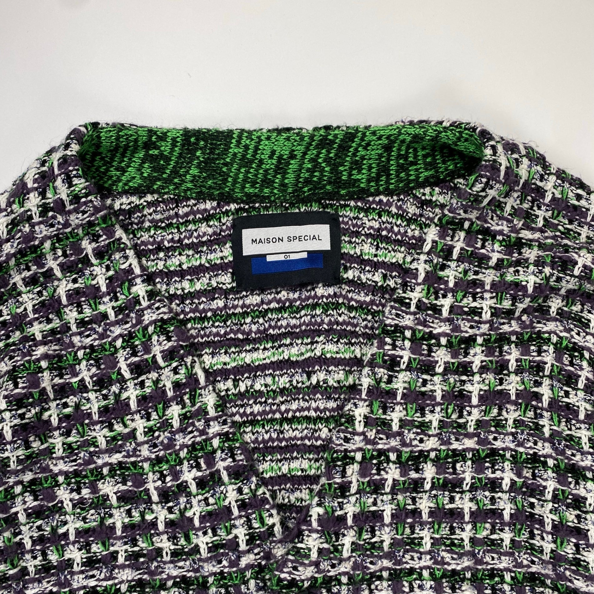 MAISON SPECIAL メゾンスぺシャル / TWEEDYプライムオーバーVネックニットカーディガン ツイード SIZE:01