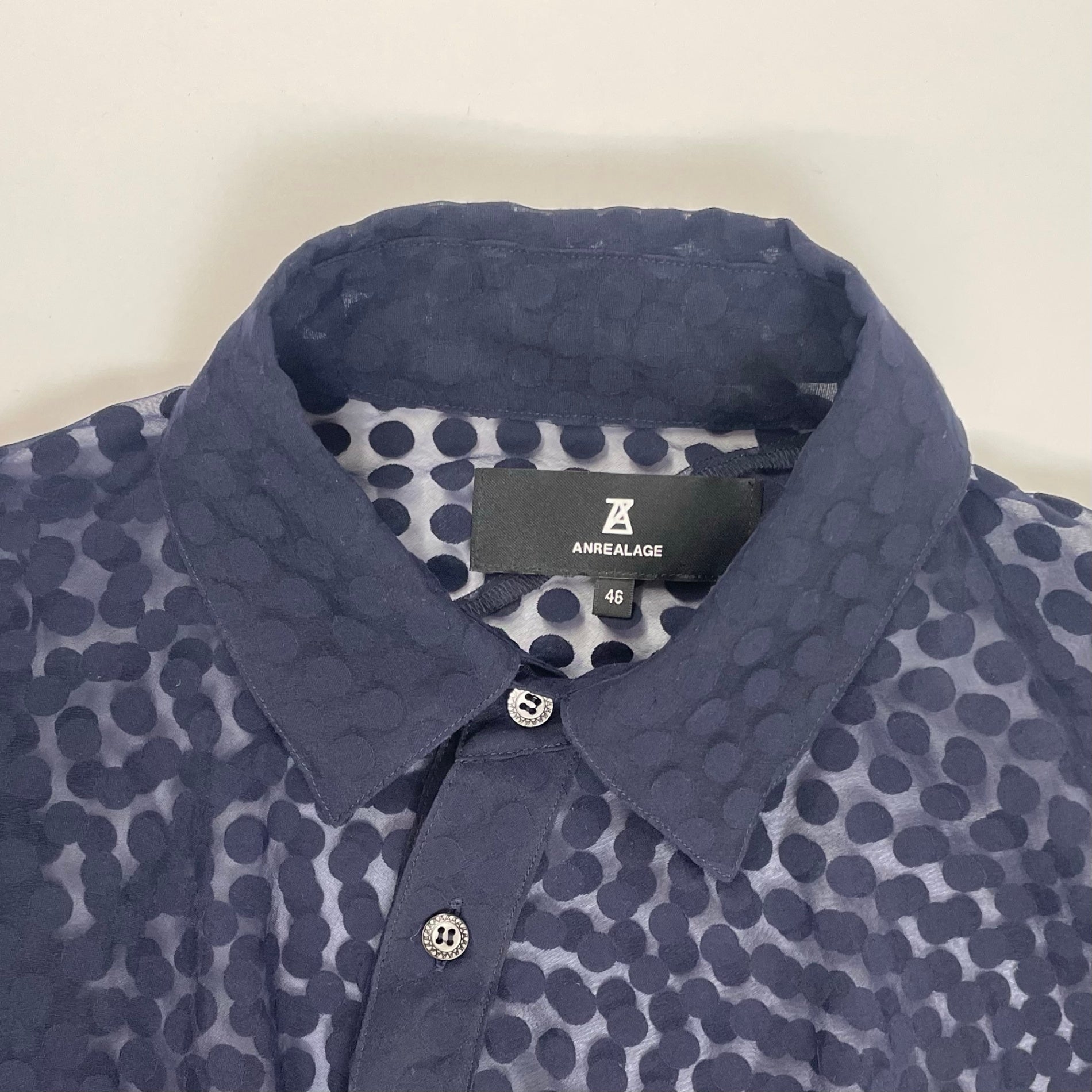 ANREALAGE アンリアレイジ / ドットオーガンジーボールシャツ 参考定価：48,000+tax SIZE:46