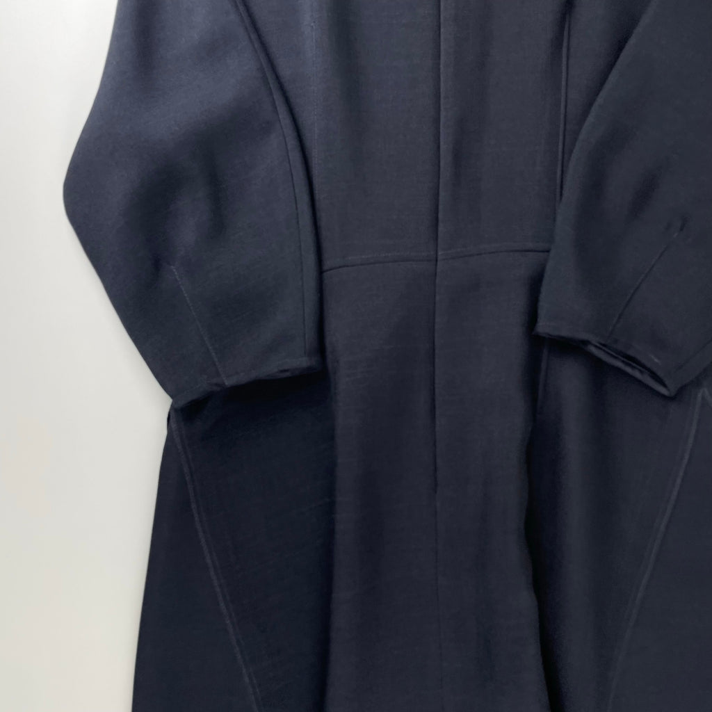 SHIPS any シップスエニィ / ダブルクロスAラインシャツワンピース ネイビー 未使用 参考定価：13,600+tax SIZE：FREE