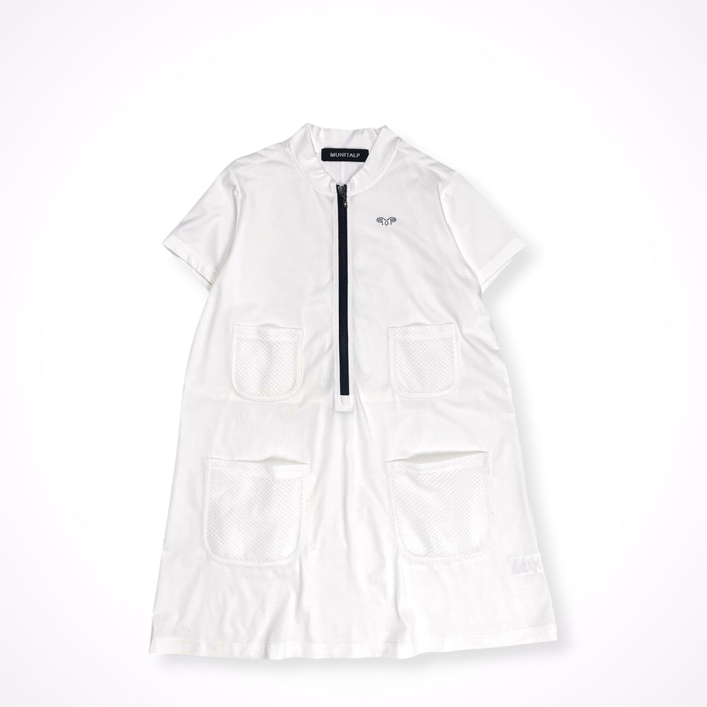 MUNITALP / ハーフジップ メッシュポケット チュニックワンピース 参考定価：42,000程度 SIZE:40