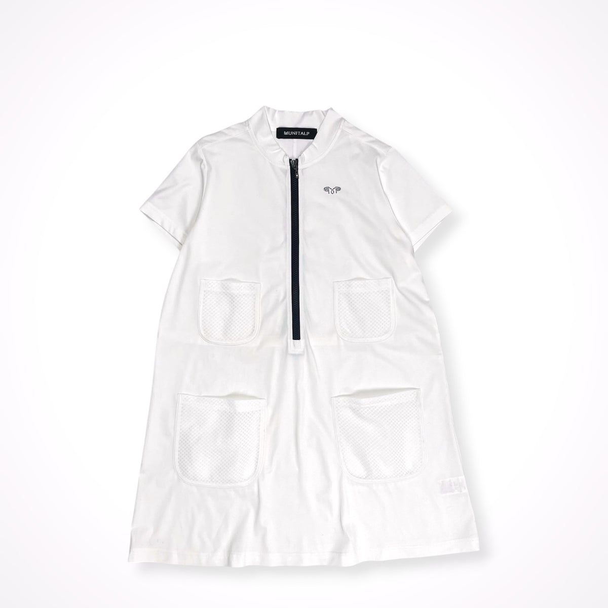 MUNITALP / ハーフジップ メッシュポケット チュニックワンピース 参考定価：42,000程度 SIZE:40