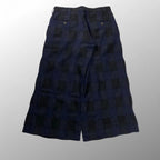 Y's ワイズ / ウール縮絨 チェック柄 2タッククロップドパンツ ネイビー×ブラック SIZE:1
