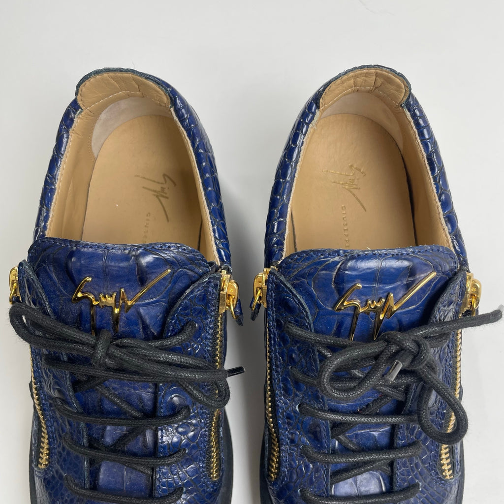 GIUSEPPE ZANOTTI ジュゼッペ ザノッティ / クロコ型押しスニーカー ネイビー 美品 参考定価：90,000程度 SIZE:43