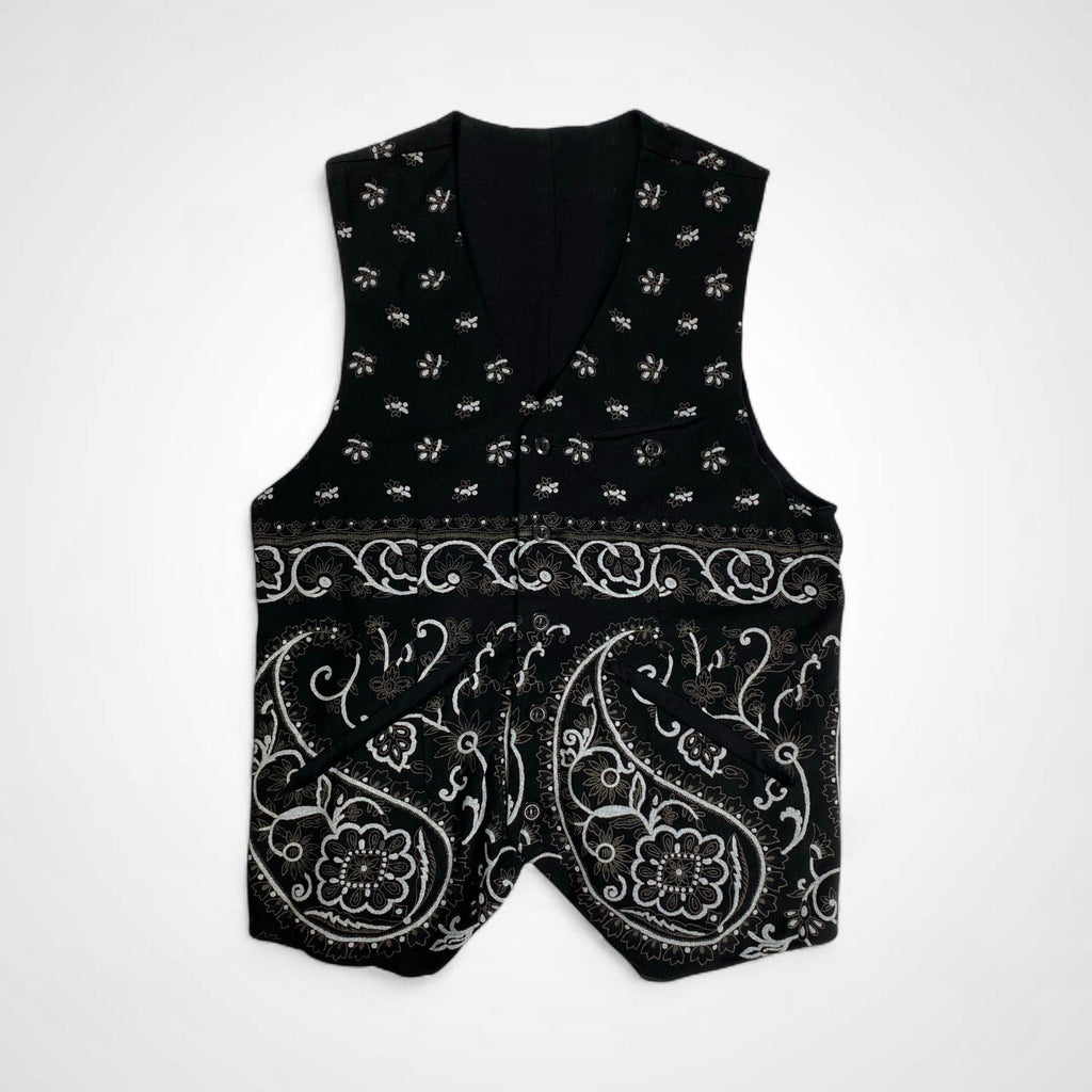 ATTACHMENT アタッチメント / フラワー＆ペイズリー ベスト ブラック SIZE:1(S程度)