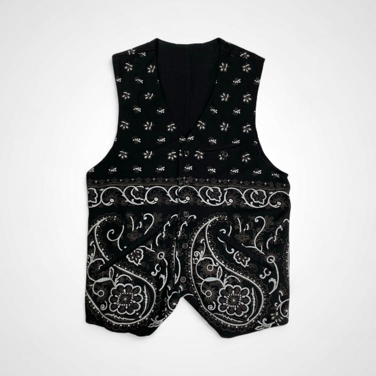ATTACHMENT アタッチメント / フラワー＆ペイズリー ベスト ブラック SIZE:1(S程度)