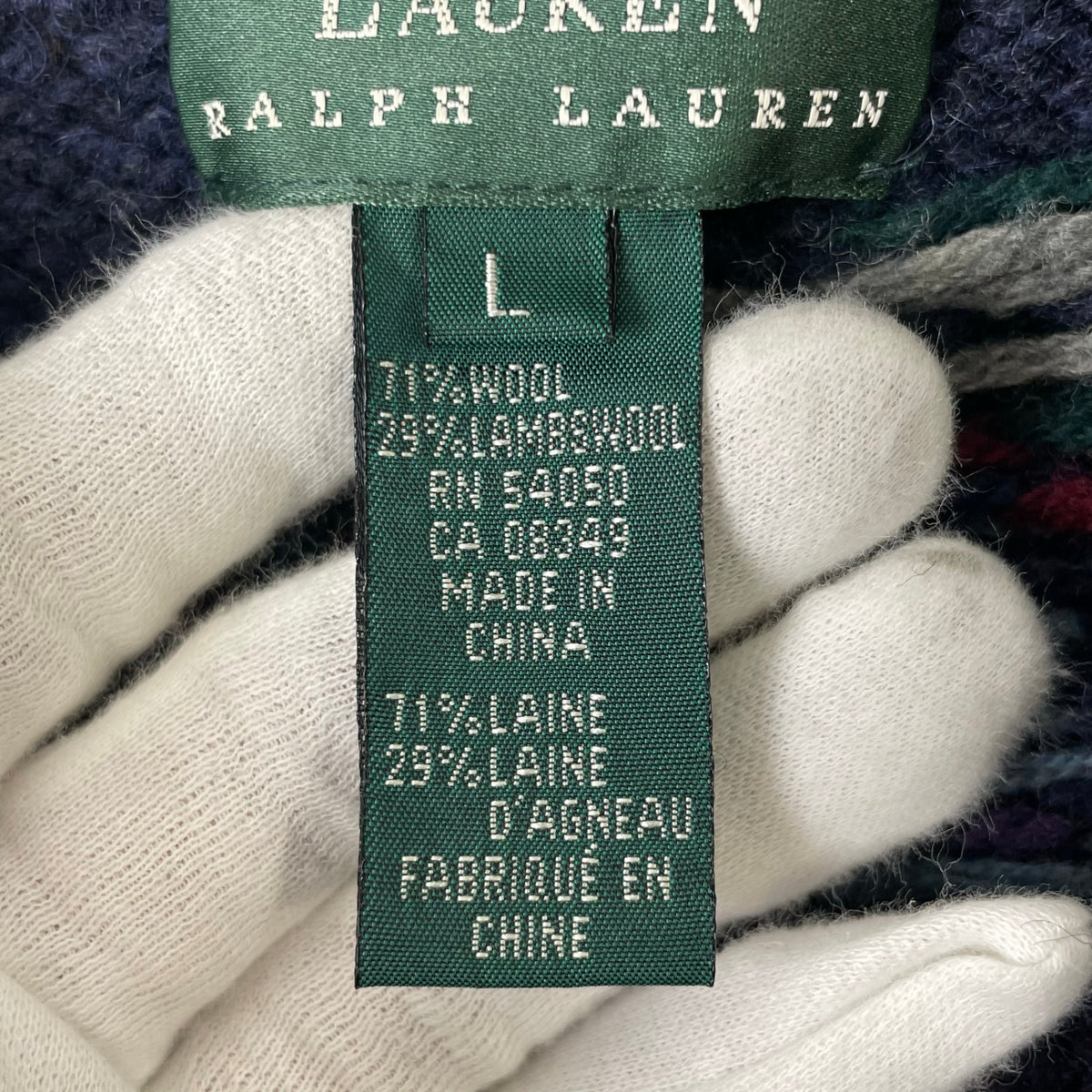 LAUREN RALPH LAUREN / ハンドニットショールカラーカーディガン SIZE:L